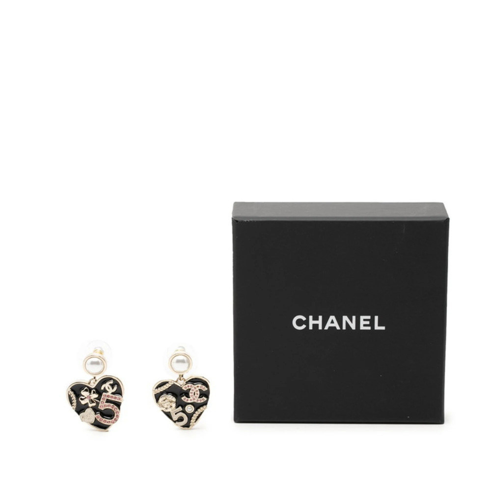 CHANEL Black Pearl Logo Earrings - Picture 4 of 4